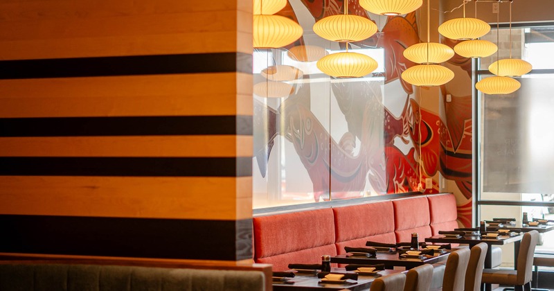 Interior, dining area near window