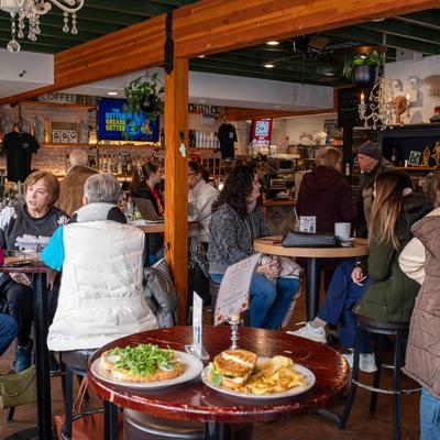 Crowded seating area.