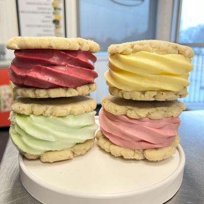 Assorted cookie ice cream sandwiches.