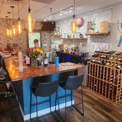 Interior, bar with wine rack