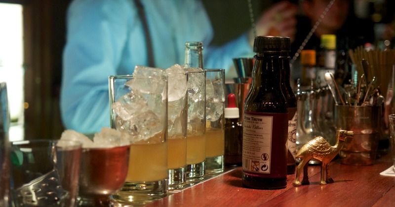 Interior, bar details, drinks on the counter