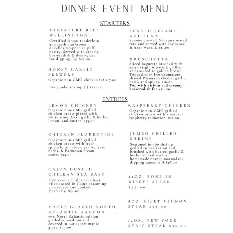 Dinner Event Menu photo