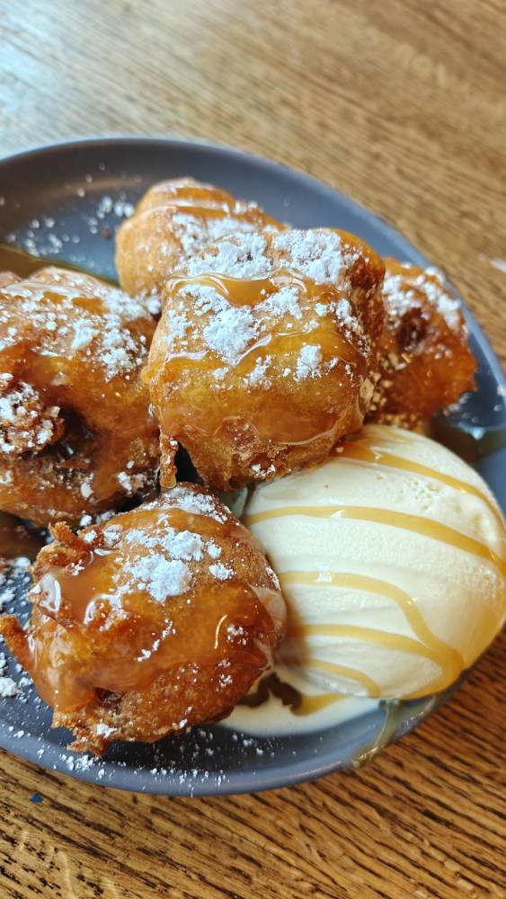 Fried Funnel Cake Bread Pudding Bites