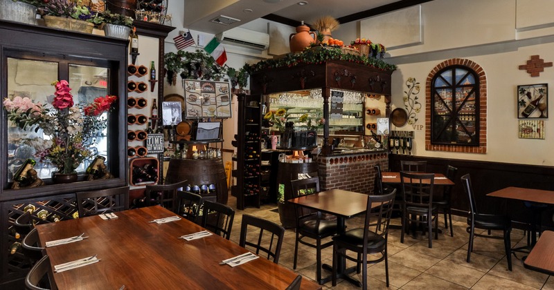 Interior, dining area with flowers