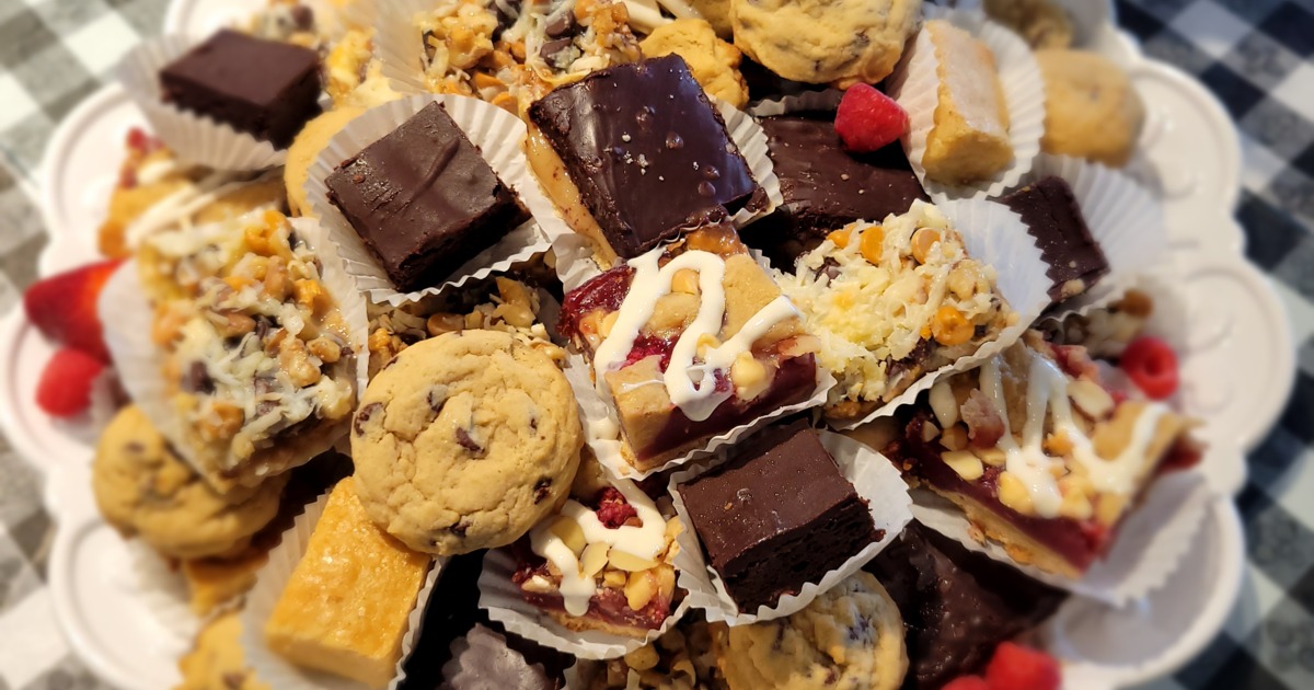 Assorted dessert tray with brownies and cookies