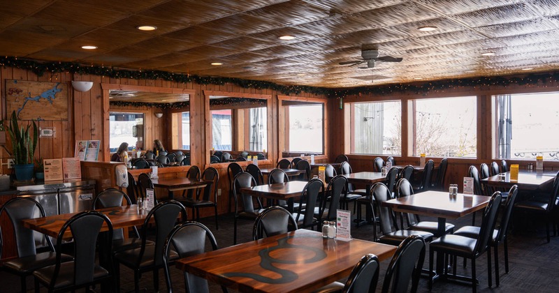 Interior, wide view, dining area