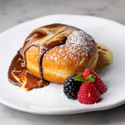 Donut with cream and berries