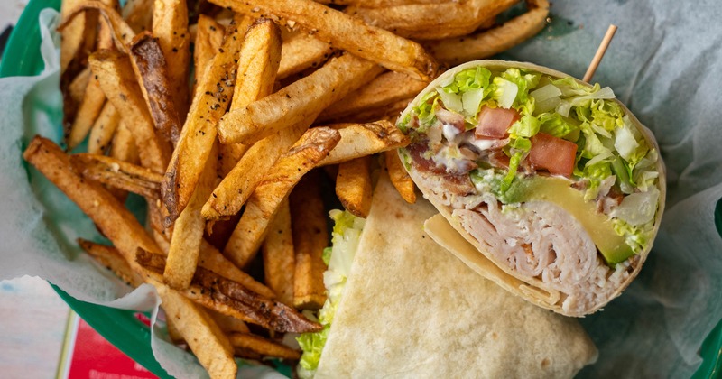 California Wrap served with a side of fries