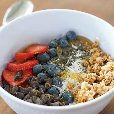 Breakfast bowl, close-up.