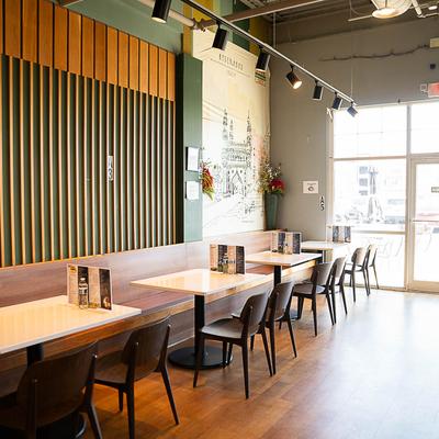 Dining tables and seating.