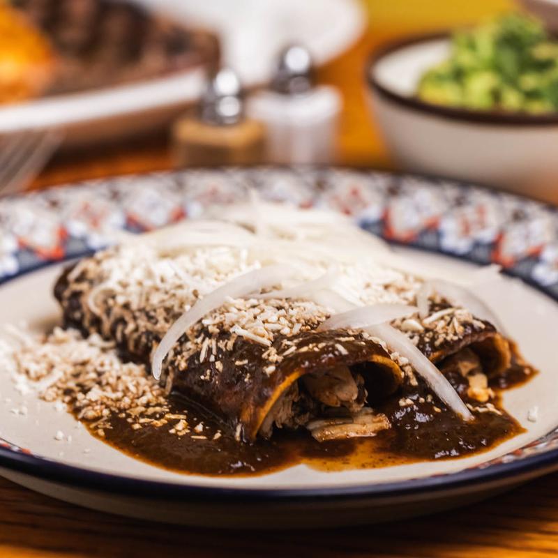 menu item 9 of 9, Enchiladas De Pollo Con Mole Poblano