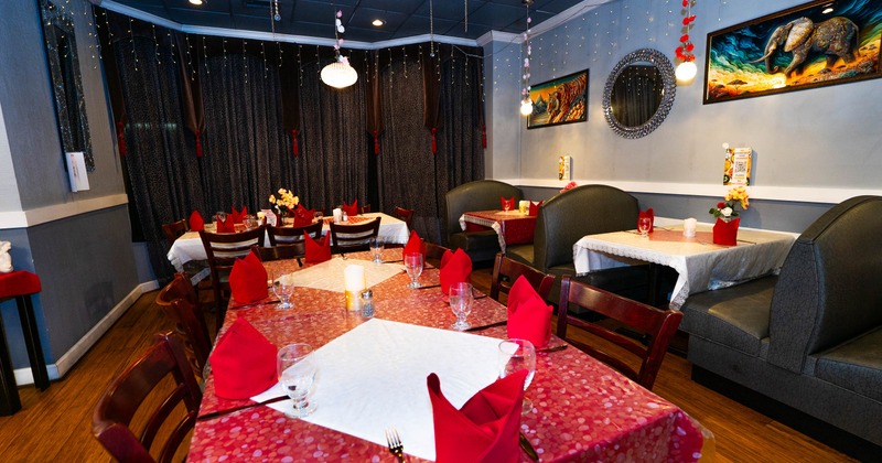 Interior, tables ready for guests