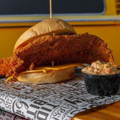 The big fish sandwich served with pimento cheese.