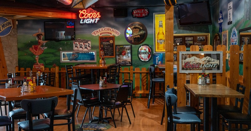 Interior, dining area, tables and chairs