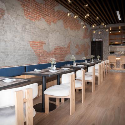 Industrial interior design style, dining area.