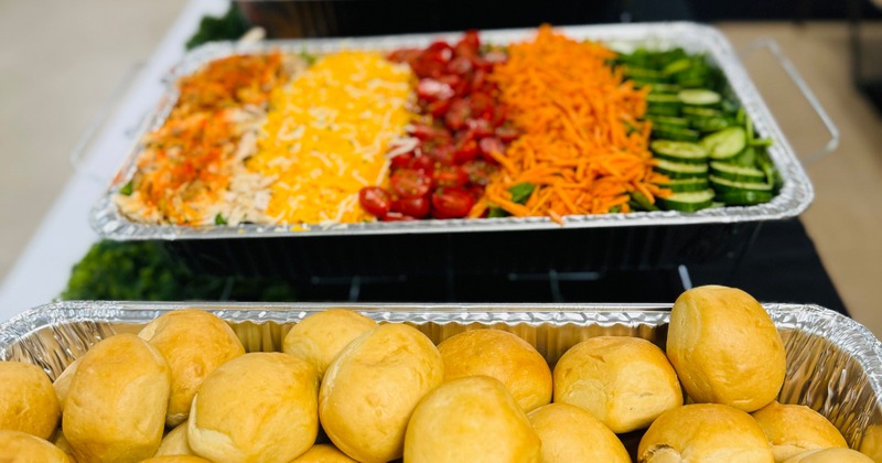 Served food in containers