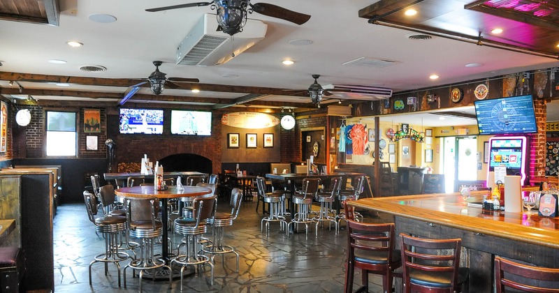 Bar tables in restaurant