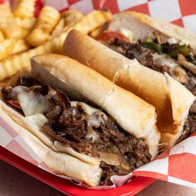 Johnny D's Philly Steak served with fries.