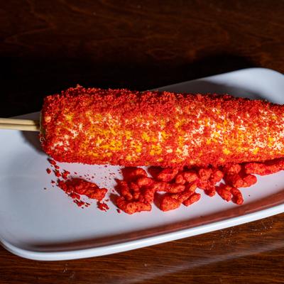 Mexican street corn on the cob.