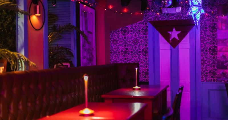 Interior, tables ready for guests