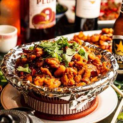 Sichuan Spicy Chicken with cilantro