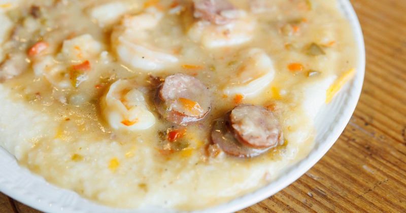 Charleston Style Shrimp Grits, close-up