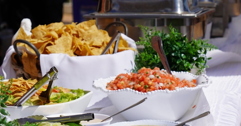 Various served foods