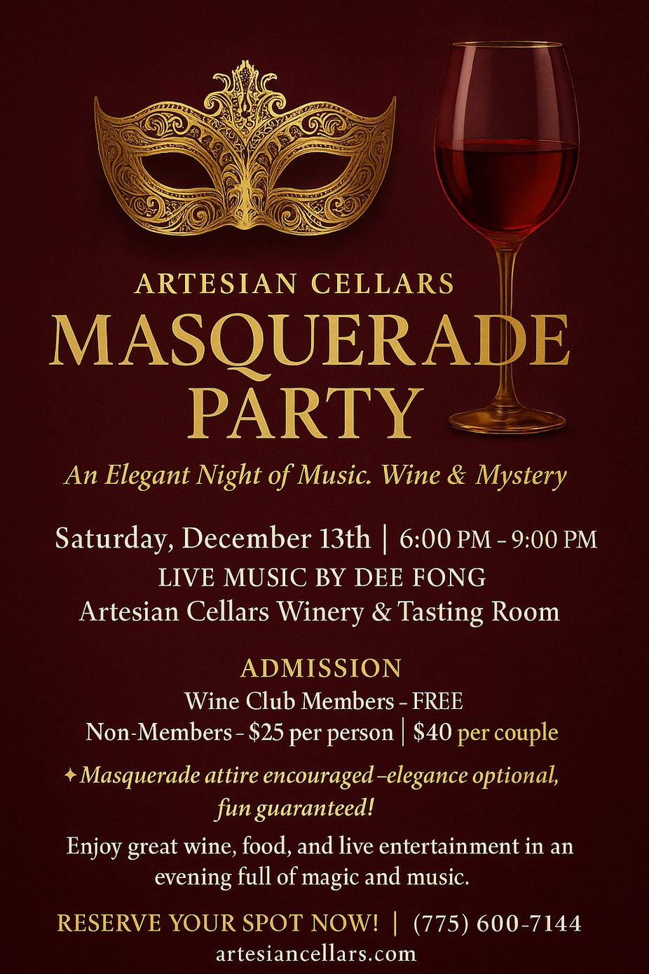 Masquerade Party at Artesian Cellars event photo