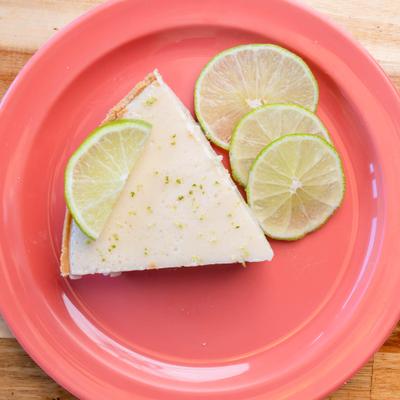 Key Lime Pie garnished with lime slices.