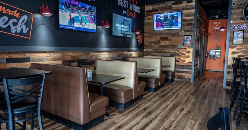 Interior, booths and tables