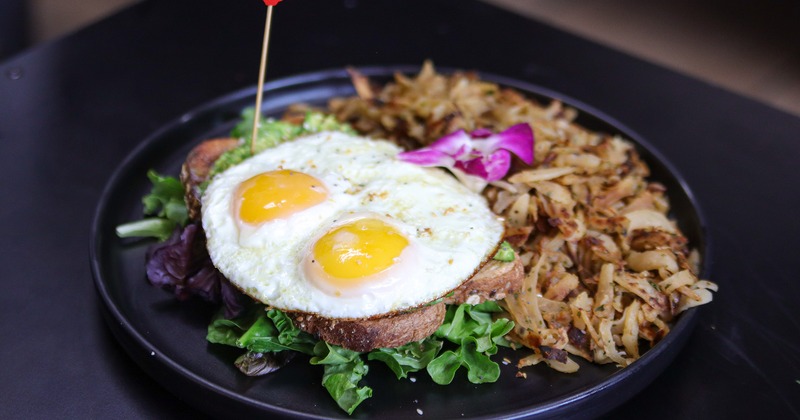 An angled view of the Avocado Toast