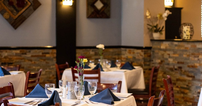 Inside, table ready for guests