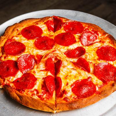 Small pepperoni pizza.