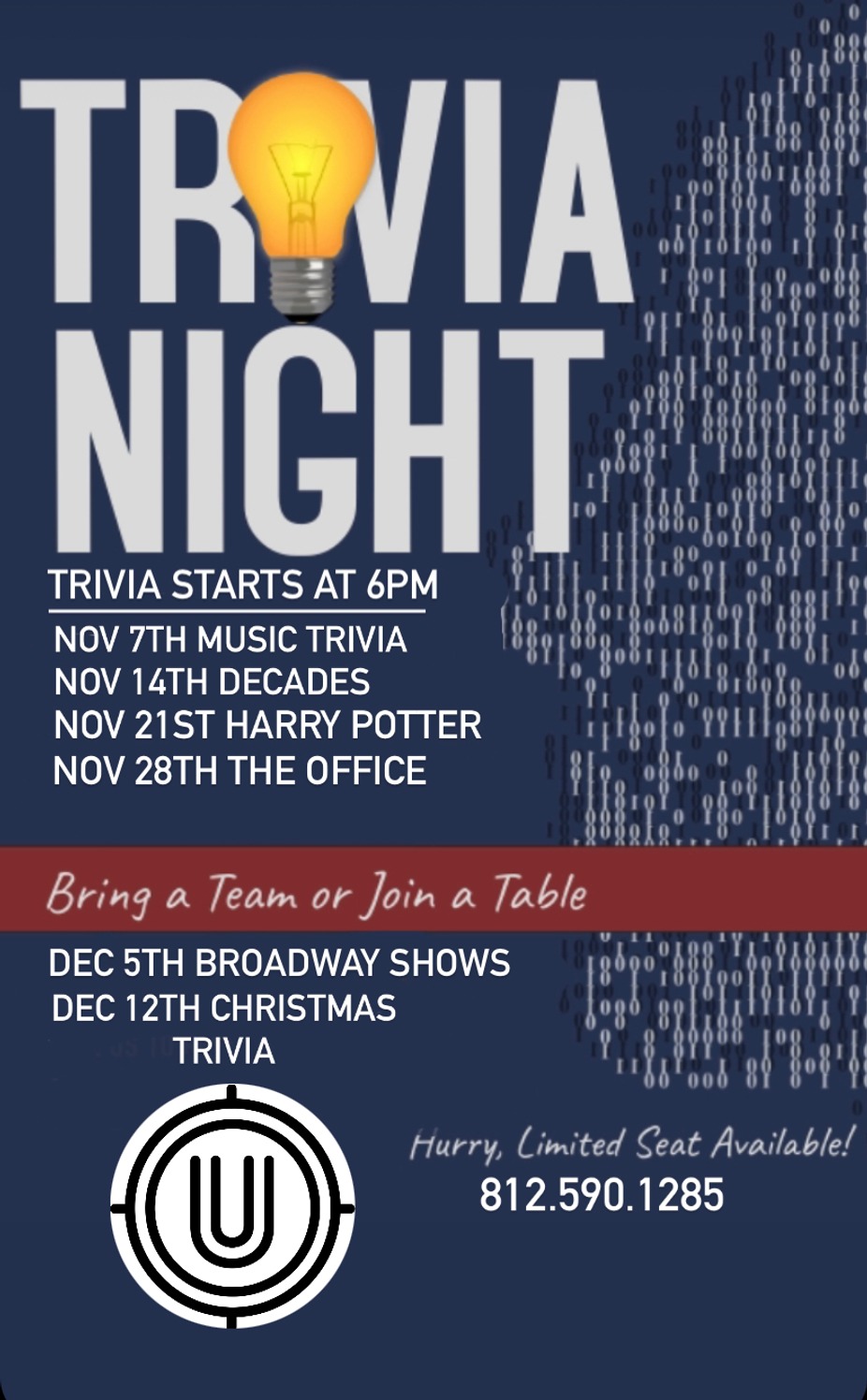 Union Restaurant & Gameyard Calendar