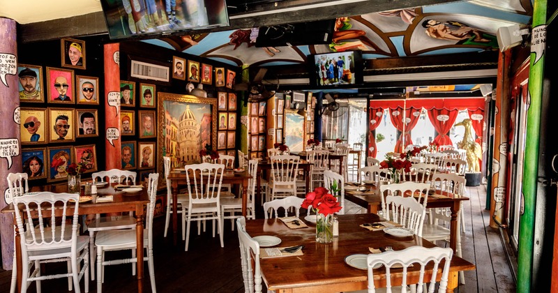 Interior, wide view, dining area