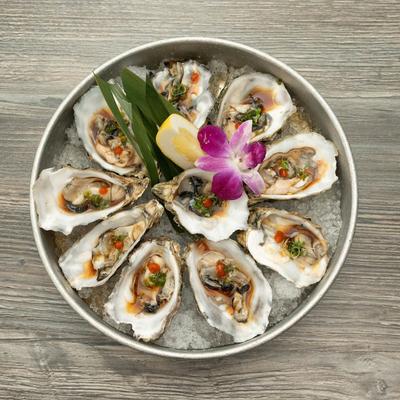 Raw oysters.