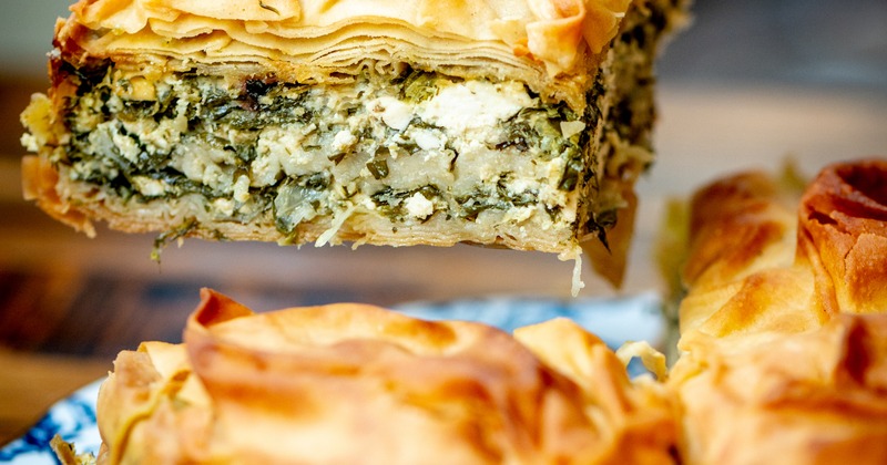 Greek spinach pie, close up