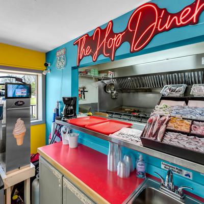 Retro-style diner interior.