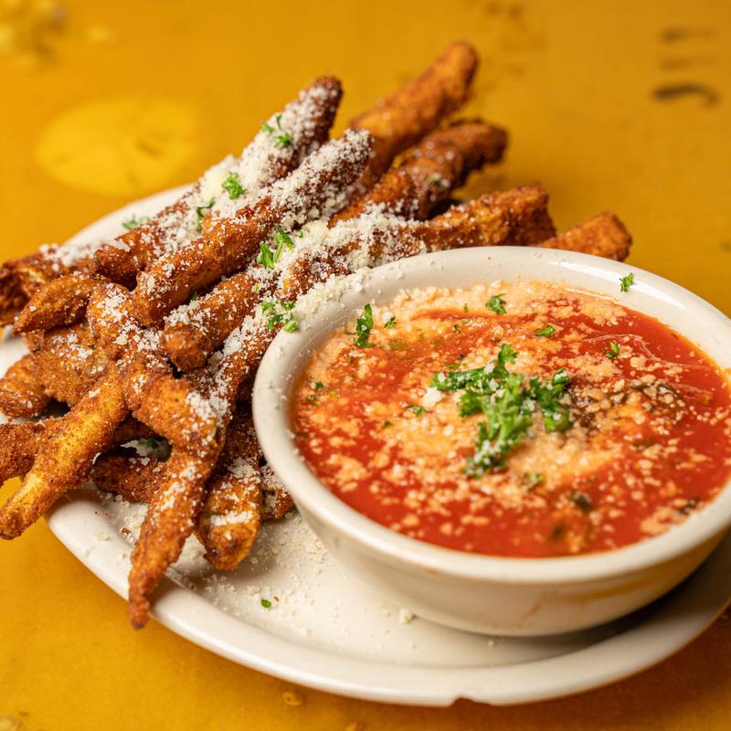 Fried Eggplant Sticks with Red Gravy photo