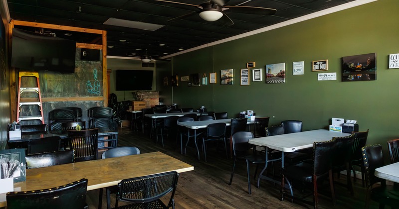 Interior dining area with tables and chairs