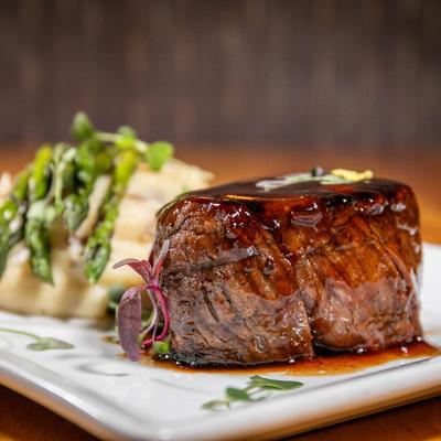 Filet entree, served.