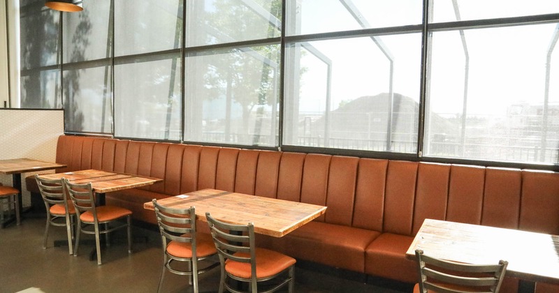 Seating and dining space by the windows