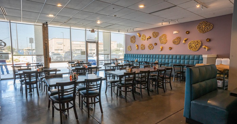 Interior, dining tables and seating