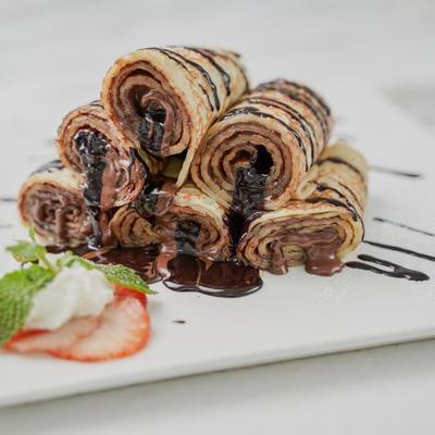 Crepes with chocolate filling.