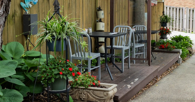 Exterior, patio, tables for two