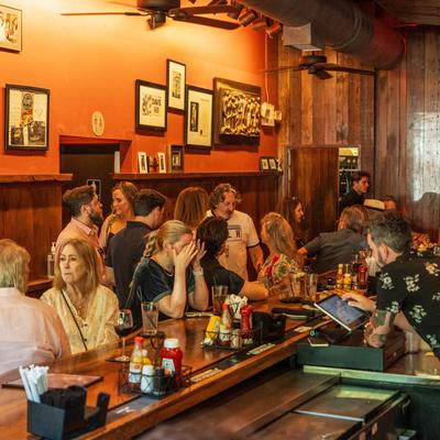 Guests at the bar area.