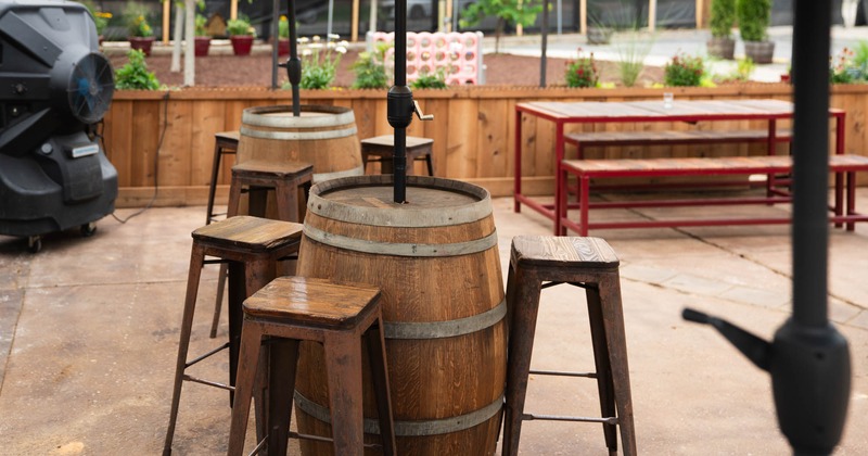 Barrel tables and stools