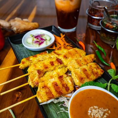 Grilled chicken skewers.