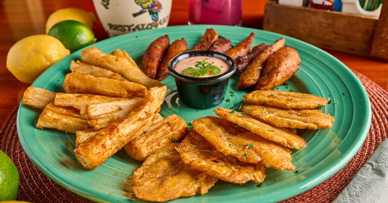 A large plate with fried food