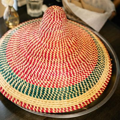 A mesob, a traditional handwoven basket from Ethiopia.
